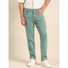 CAVALLO by Linen Club Men's Blended Linen Light Green Urban Slim Fit Jeans