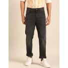 CAVALLO by Linen Club Men's Blended Linen Charcoal Black Urban Slim Fit Jeans