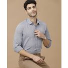 Men's Blended Linen Grey Solid Contemporary Fit Full Sleeve Casual Shirt