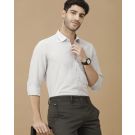 Men's Blended Linen Grey Solid Contemporary Fit Full Sleeve Casual Shirt