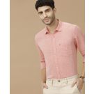 Men's Blended Linen Red Solid Contemporary Fit Full Sleeve Casual Shirt