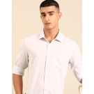 CAVALLO By Linen Club Men's Blended Linen Blue Solid Contemporary Fit Full Sleeve Casual Shirt