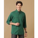 Men's Blended Linen Green Checked Contemporary Fit Full Sleeve Casual Shirt