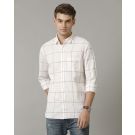 Men's Blended Linen Natural Checked Contemporary Fit Full Sleeve Casual Shirt