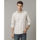 Men's Blended Linen Natural Checked Contemporary Fit Full Sleeve Casual Shirt