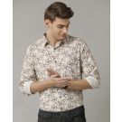 Men's Blended Linen Black Printed Contemporary Fit Full Sleeve Sleeve Casual Shirt
