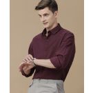 Men's Blended Linen Purple Solid Contemporary Fit Full Sleeve Casual Shirt