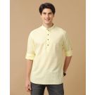 Men's Blended Linen Yellow Solid Contemporary Fit Full Sleeve Casual Shirt