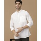 Men's Blended Linen White Solid Contemporary Fit Full Sleeve Casual Shirt