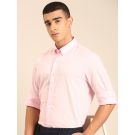 CAVALLO by Linen Club Men's Blended Linen Light Pink Solid Contemporary Fit Full Sleeve Casual Shirt