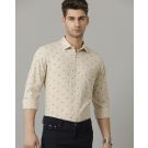 Men's Blended Linen Natural Printed Contemporary Fit Full Sleeve Sleeve Casual Shirt