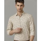 Men's Blended Linen Natural Printed Contemporary Fit Full Sleeve Sleeve Casual Shirt