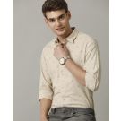 Men's Blended Linen Natural Printed Contemporary Fit Full Sleeve Sleeve Casual Shirt