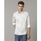 Men's Blended Linen Grey Printed Contemporary Fit Full Sleeve Sleeve Casual Shirt