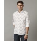 Men's Blended Linen Brown Printed Contemporary Fit Full Sleeve Sleeve Casual Shirt
