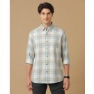 Men's Blended Linen Multicolor Checked Contemporary Fit Full Sleeve Casual Shirt
