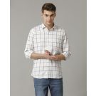 Men's Blended Linen Yellow Striped Contemporary Fit Full Sleeve Casual Shirt