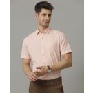 Men's Blended Linen Pink Solid Contemporary Fit Half Sleeve Sleeve Casual Shirt