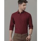 Men's Blended Linen Maroon Solid Contemporary Fit Half Sleeve Sleeve Casual Shirt