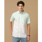 Men's Blended Linen White Solid Contemporary Fit Half Sleeve Casual Shirt