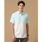 Men's Blended Linen White Solid Contemporary Fit Half Sleeve Casual Shirt