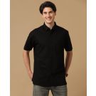 Men's Blended Linen Black Solid Contemporary Fit Half Sleeve Casual Shirt