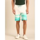 CAVALLO by Linen Club Men's Blended Linen Off White Printed Contemporary Fit Casual Shorts