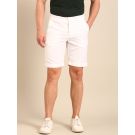 CAVALLO By Linen Club Men's Blended Linen White Solid Contemporary Fit Shorts