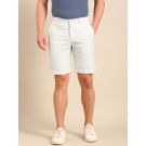 CAVALLO By Linen Club Men's Blended Linen White Solid Contemporary Fit Shorts