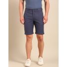 CAVALLO By Linen Club Men's Blended Linen Blue Solid Contemporary Fit Shorts
