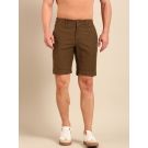 CAVALLO By Linen Club Men's Blended Linen Brown Solid Contemporary Fit Shorts