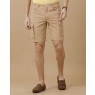 Mens Linen Brown Solid Contemporary Fit Casual Shorts