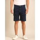 CAVALLO by Linen Club Men's Blended Linen Blue Solid Contemporary Fit Casual Shorts