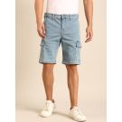 CAVALLO by Linen Club Men's Blended Linen Light Blue Solid Contemporary Fit Casual Shorts