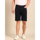 CAVALLO By Linen Club Men's Blended Linen Blue Solid Contemporary Fit Shorts
