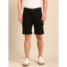 CAVALLO By Linen Club Men's Blended Linen Black Solid Contemporary Fit Shorts