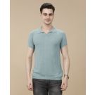 CAVALLO by Linen Club Men's Linen Cotton Green Solid Contemporary Fit Half Sleeve Polo Neck T-Shirt