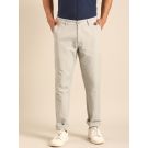 CAVALLO by Linen Club Men's Blended Linen Light Grey Solid Contemporary Fit Casual Trouser