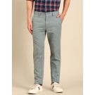CAVALLO by Linen Club Men's Blended Linen Light Blue Solid Contemporary Fit Casual Trouser