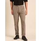 CAVALLO by Linen Club Men's Blended Linen Brown Solid Contemporary Fit Casual Trouser