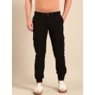 CAVALLO By Linen Club Men's Solid Black Slim Fit Casual Trouser