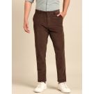 CAVALLO By Linen Club Men's Blended Linen Brown Solid Contemporary Fit Casual Trouser