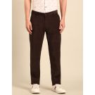 CAVALLO by Linen Club Men's Blended Linen Brown Solid Contemporary Fit Casual Trouser