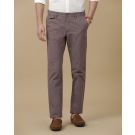 Mens Linen Purple Solid Contemporary Fit Casual Trousers