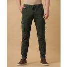 Mens Linen Green Contemporary Fit Cargo Trousers