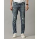 Men's Linen Blue Skinny Fit Jeans