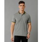Men's Blended Linen Green Solid Contemporary Fit Half Sleeve Mandarin collar Casual T-Shirt