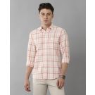 Men's Blended Linen Pink Checked Contemporary Fit Full Sleeve Sleeve Casual Shirt
