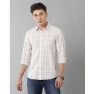 Men's Blended Linen Pink Checked Contemporary Fit Full Sleeve Sleeve Casual Shirt