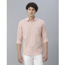 Men's Blended Linen Pink Printed Contemporary Fit Full Sleeve Sleeve Casual Shirt